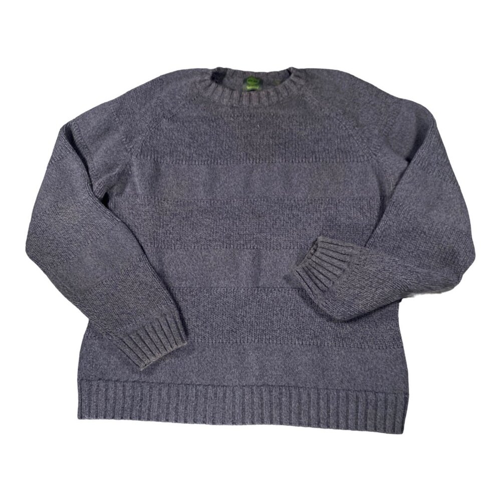 Timberland Sweater Mens L Cotton Gray Chunky Heather Pullover Log Cabin Grandpa